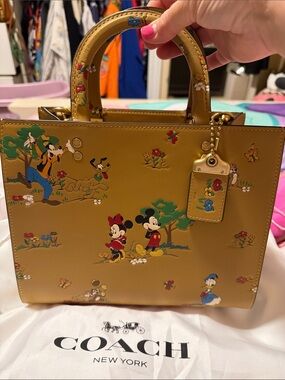 Coach rogue 25 limited edition  Mustard Yellow Disney Printed Leather rogue bag